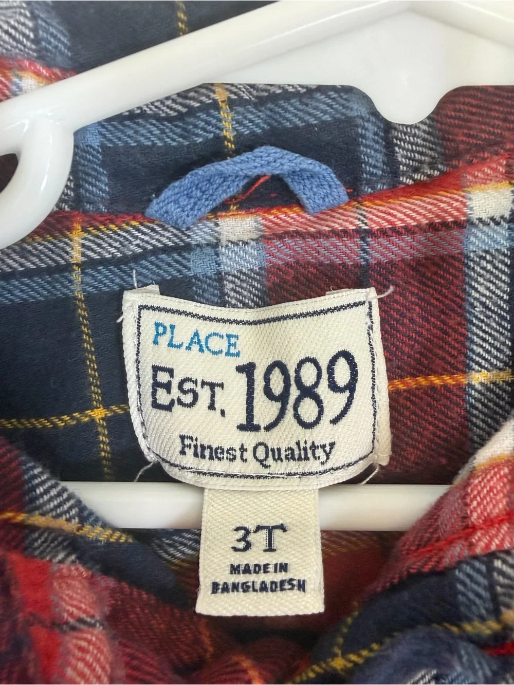 Children Place Shirt Red Navy Blue Plaid Button-Down Flannel Fall Toddler Boy 3T
